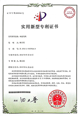 雙速電機(jī)證書